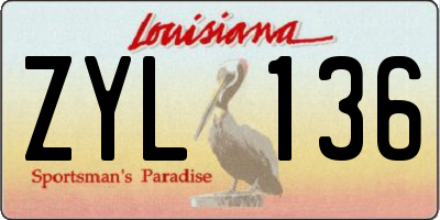 LA license plate ZYL136