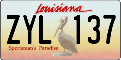 LA license plate ZYL137