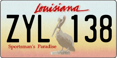 LA license plate ZYL138