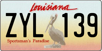 LA license plate ZYL139