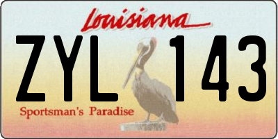 LA license plate ZYL143