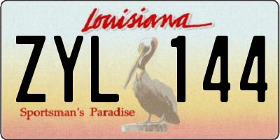 LA license plate ZYL144