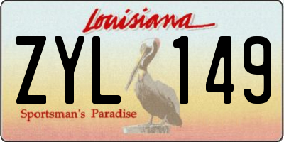 LA license plate ZYL149