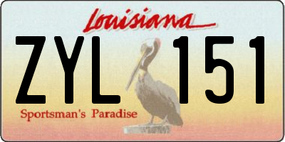 LA license plate ZYL151