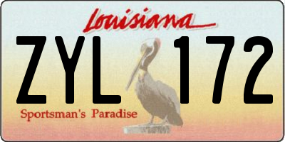 LA license plate ZYL172