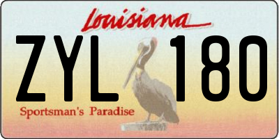 LA license plate ZYL180