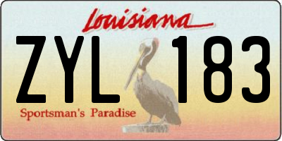 LA license plate ZYL183