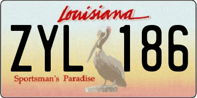 LA license plate ZYL186