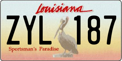 LA license plate ZYL187