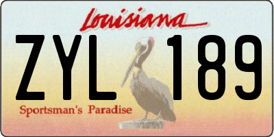 LA license plate ZYL189