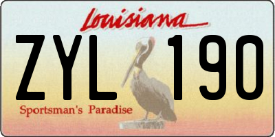 LA license plate ZYL190