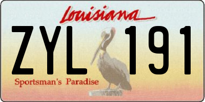 LA license plate ZYL191