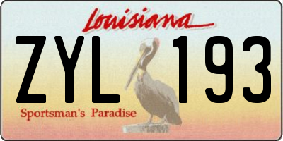 LA license plate ZYL193