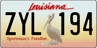 LA license plate ZYL194