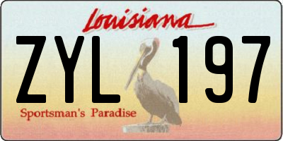 LA license plate ZYL197