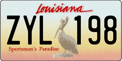 LA license plate ZYL198