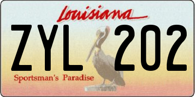 LA license plate ZYL202