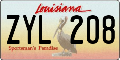 LA license plate ZYL208