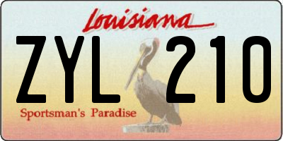 LA license plate ZYL210