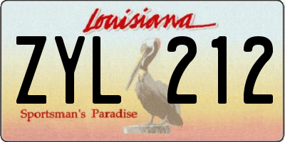 LA license plate ZYL212