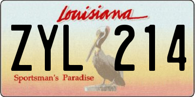 LA license plate ZYL214