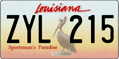 LA license plate ZYL215