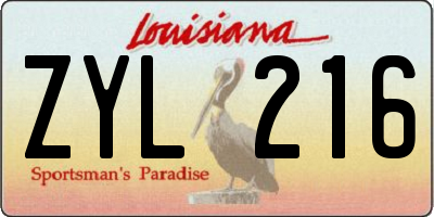 LA license plate ZYL216