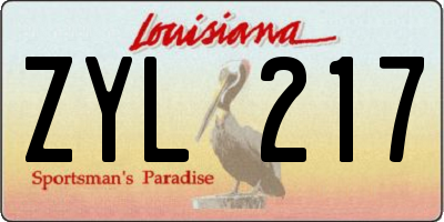 LA license plate ZYL217