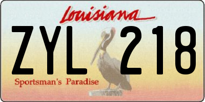 LA license plate ZYL218