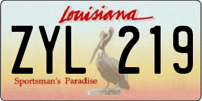 LA license plate ZYL219