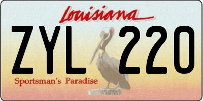 LA license plate ZYL220