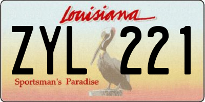 LA license plate ZYL221