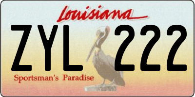 LA license plate ZYL222