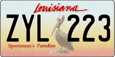 LA license plate ZYL223