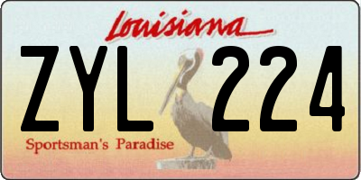 LA license plate ZYL224