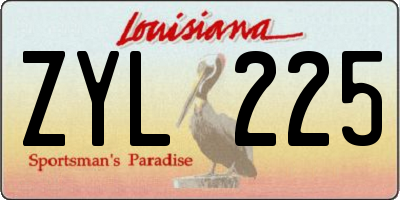 LA license plate ZYL225