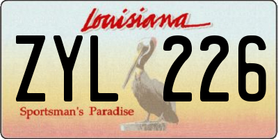 LA license plate ZYL226