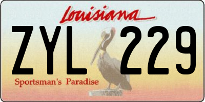 LA license plate ZYL229