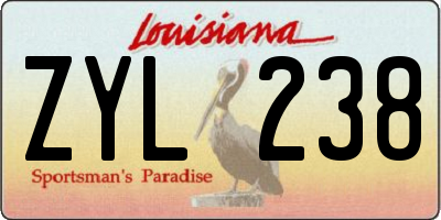 LA license plate ZYL238