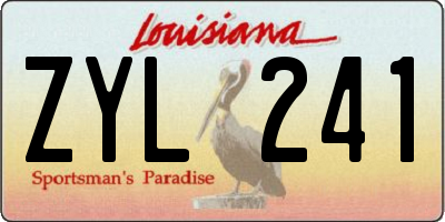 LA license plate ZYL241