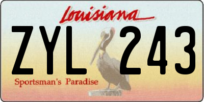 LA license plate ZYL243