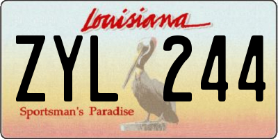 LA license plate ZYL244