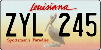 LA license plate ZYL245