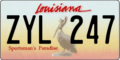 LA license plate ZYL247