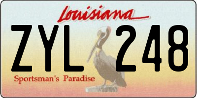 LA license plate ZYL248