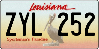 LA license plate ZYL252