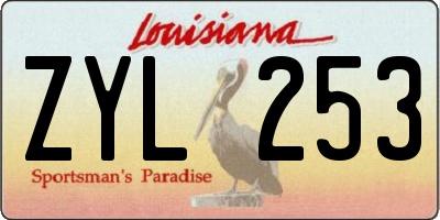 LA license plate ZYL253