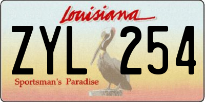 LA license plate ZYL254