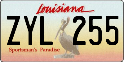 LA license plate ZYL255