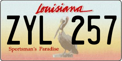 LA license plate ZYL257